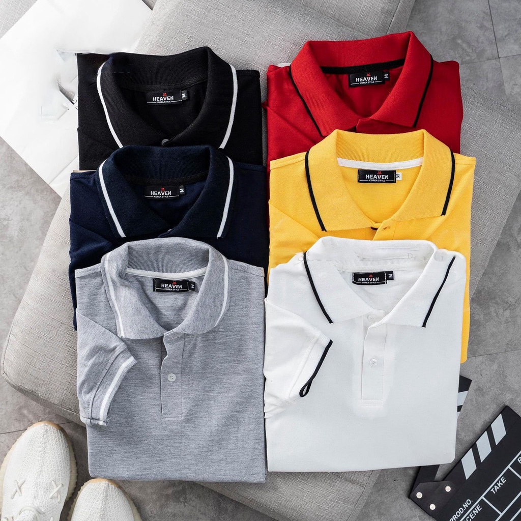 Áo polo nam nữ áo polo đôi áo polo  6 màu phối viền vải cotton co giãn dáng công sở slimfit hơi ôm trẻ trung