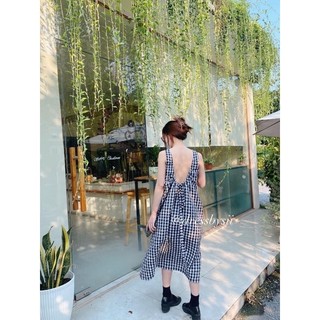 Váy caro thô trắng đen - Sii
