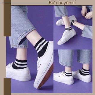 Set 5 đôi tất vớ Hàn Quốc sọc trắng đen