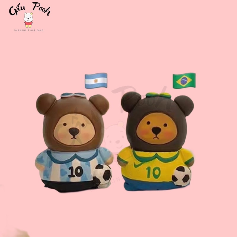 Tô Tượng Thạch Cao Gấu Đeo Túi Size Mini 6cm Không Kèm Màu