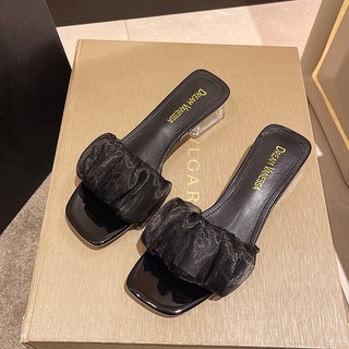 Guốc big size 40 41 42 43 gót vuông hở mũi