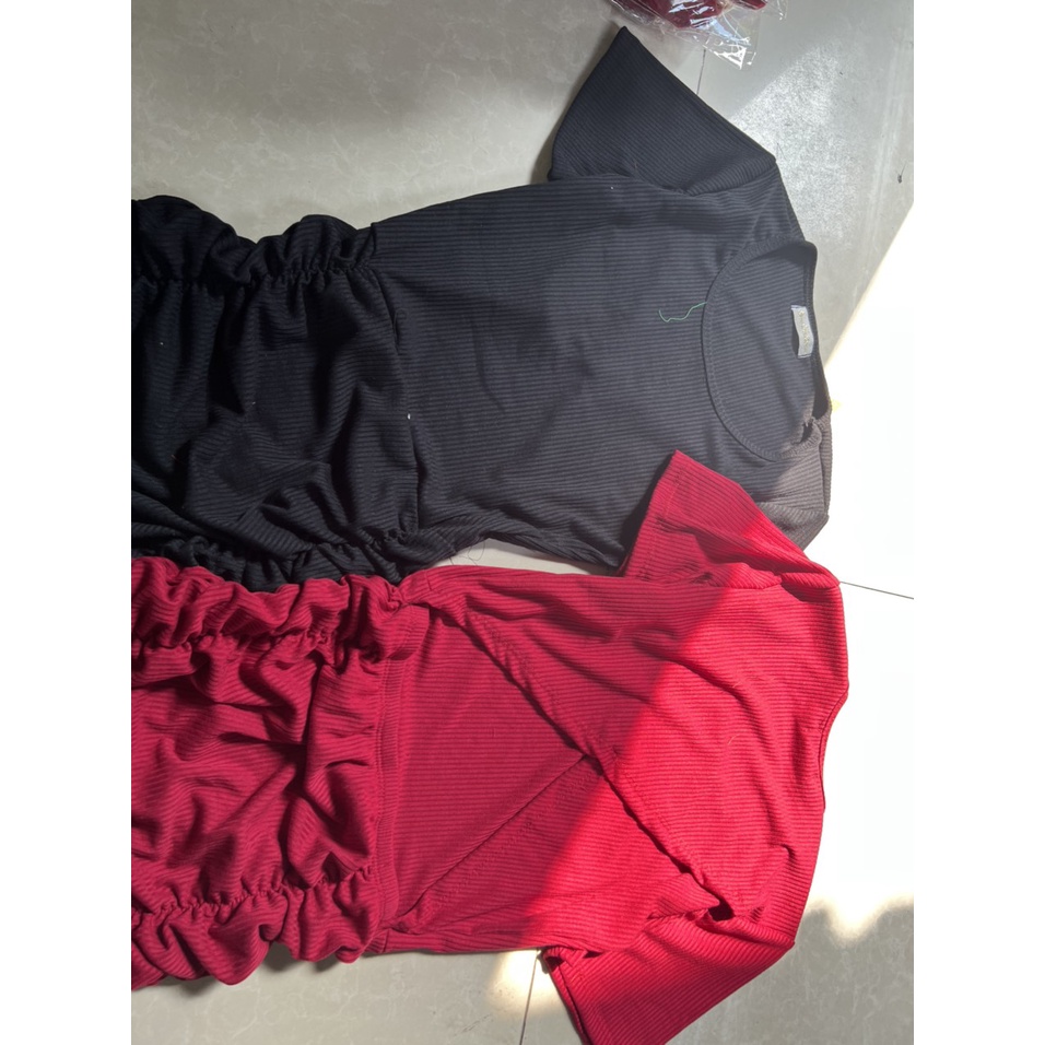 [4.4 Sales Freeship] Đầm thun ôm body dáng ngắn, đầm thun gân cổ tròn tay ngắn hở lưng nhún eo tôn dáng kèm ảnh thật mtb
