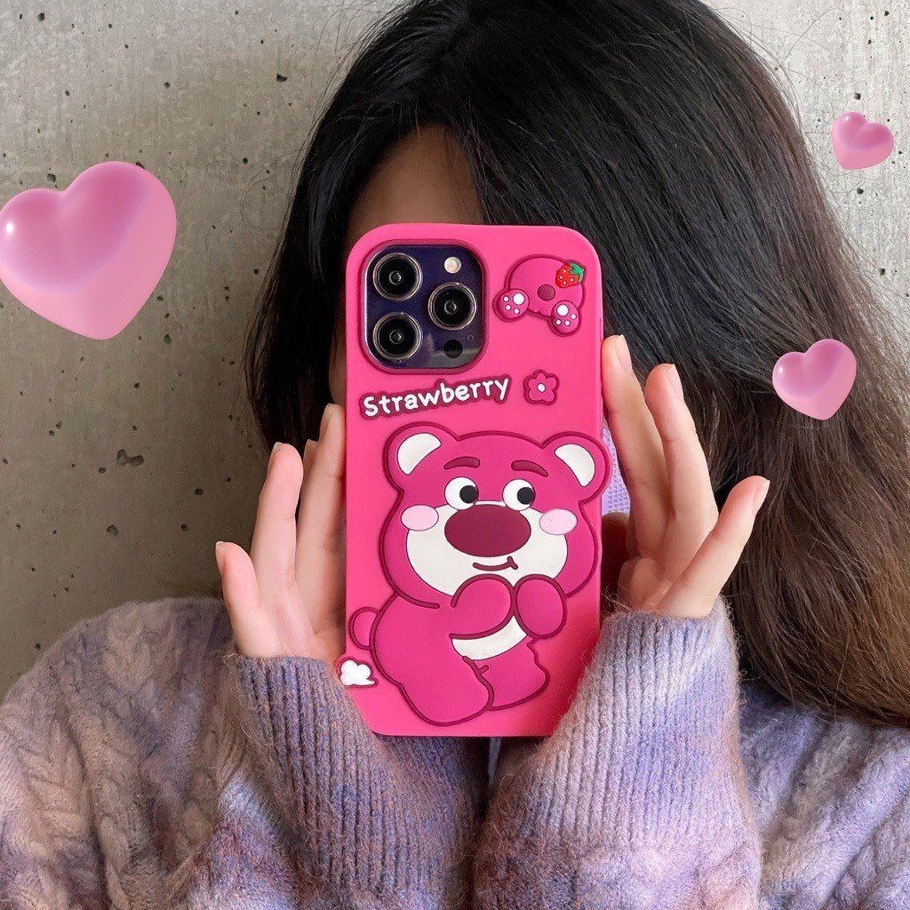 [Loại 1 cao cấp nhất]Ốp lưng iphone - Ốp gấu Strawberry Lotso cao cấp 6plus/7plusx/xs/xsm11/12/13/14/pro/max/plus/promax