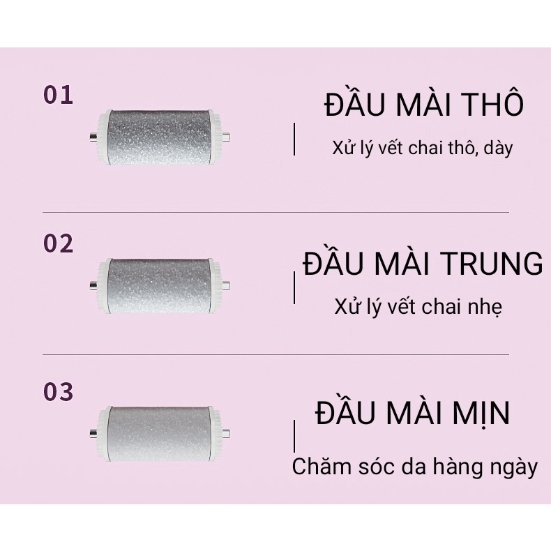 Máy mài gót pin sạc cao cấp 3 đầu mài, hỗ trợ làm nail tẩy da chết