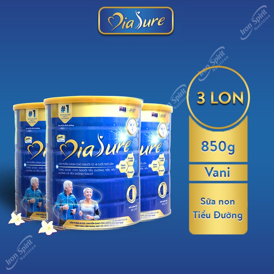 Mua 3 TẶNG 1,Sữa Non Diasure 850g, Chuyên biệt dùng cho người Tiểu Đường, Bổ sung thêm Nano canxi, Omega3, Protein HMB