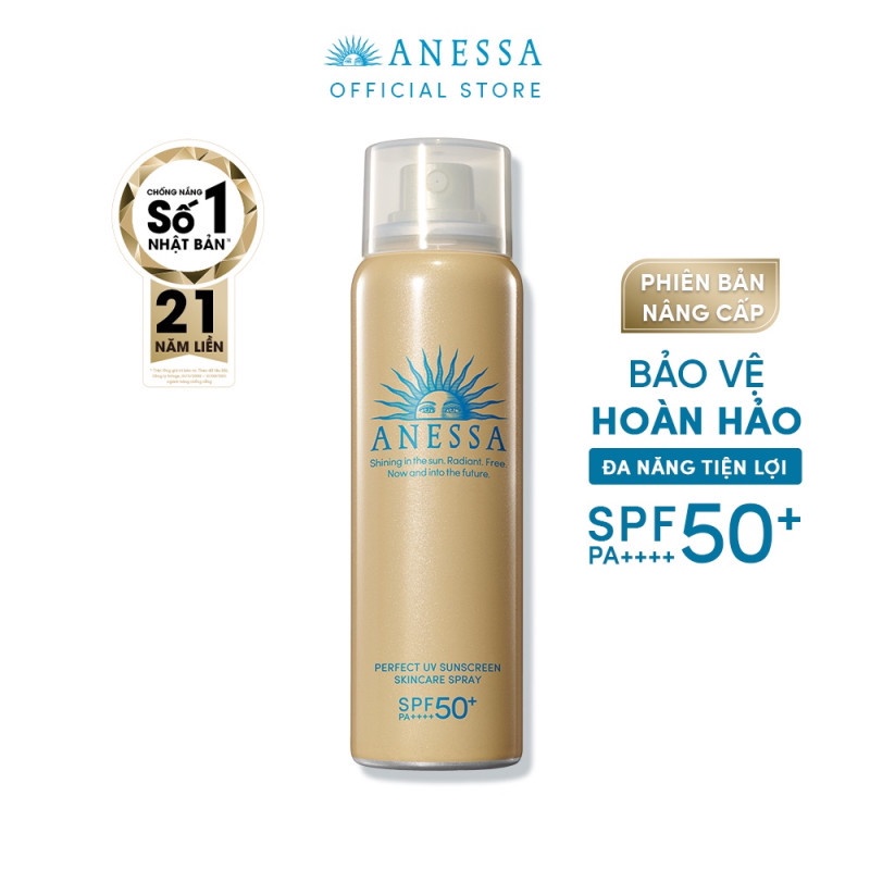 [ANESSA] Xịt Chống Nắng Dưỡng Đa Năng Bảo Vệ Hoàn Hảo Mọi Loại Da SPF50+ PA++++ Perfect UV Sunscreen Skincare Spray 60g