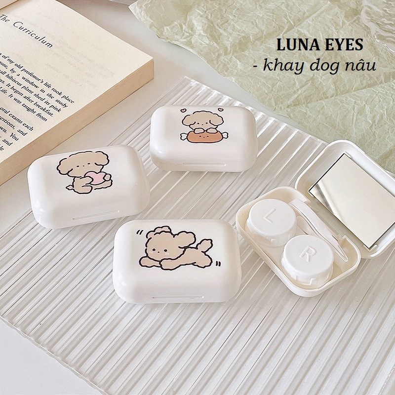 Khay chó nâu LUNA EYES kèm dụng cụ đeo lens