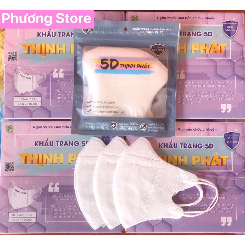 Thùng 100 chiếc khẩu trang 5D  Thịnh Phát