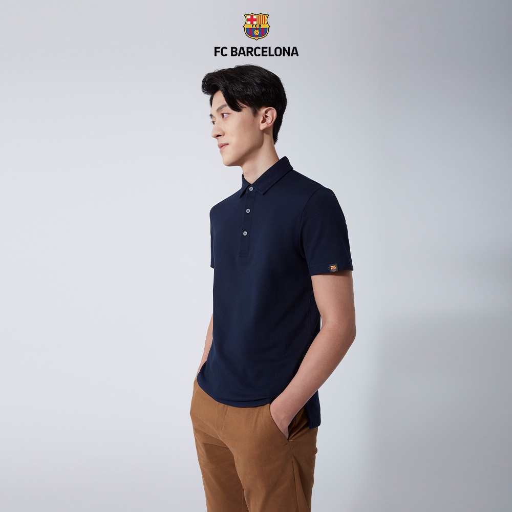 Áo thun Polo nam DETERMINANT hợp tác với FC Barcelona màu xanh dương đậm - Navy