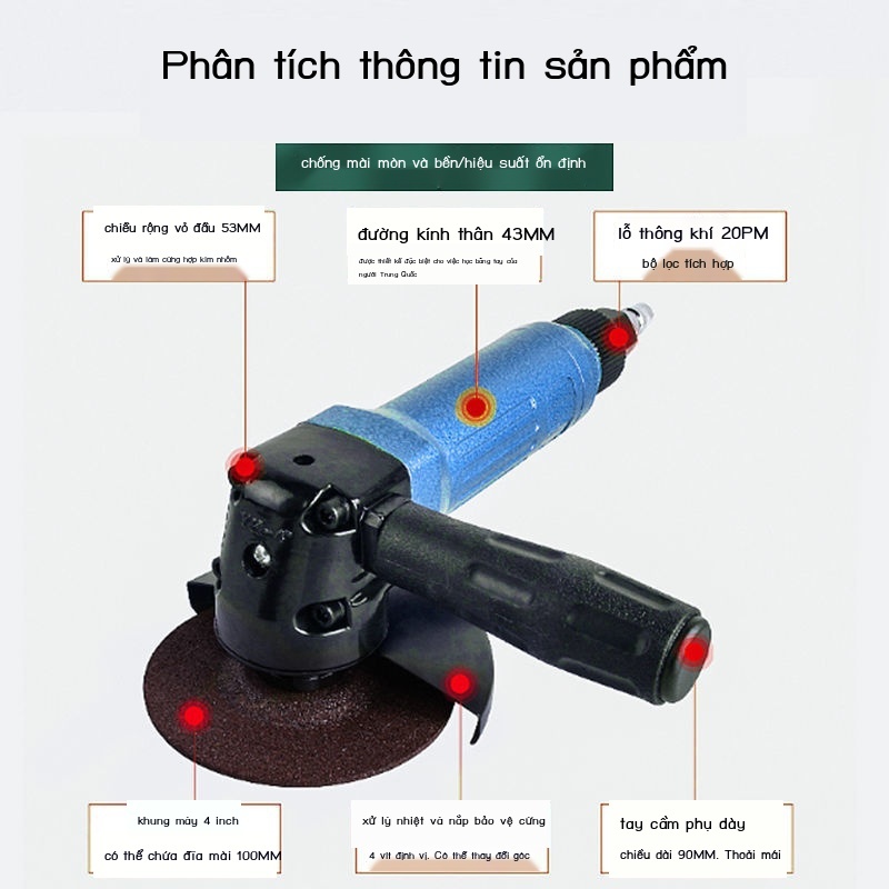 Nhập Khẩu 4 Inch Khí Nén Máy Mài Góc Cắt Xay Đánh Bóng Bằng Dụng Cụ 100 Mm