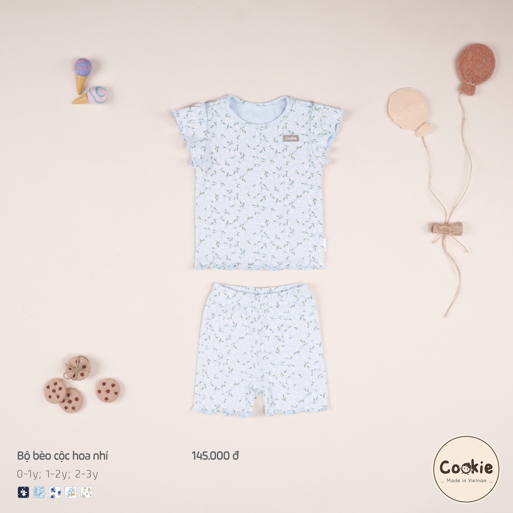 [COOKIE] Bộ đồ cho bé gái mùa hè bèo cộc hoa nhí size 0-3y