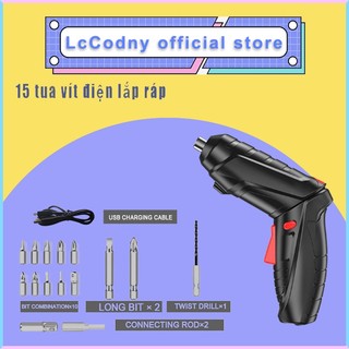 Tuốc nơ vít điện di động15 cái Tuốc nơ vít điện Pin có thể sạc lại Tuốc nơ vít không dây Máy khoan tác vụ cho