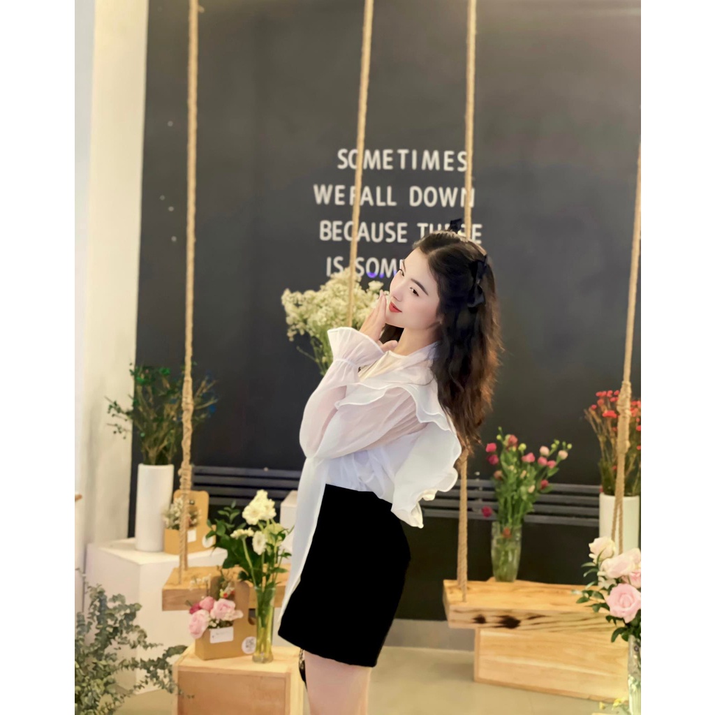 Áo sơ mi đính đá bèo siêu xinh cho nàng AMODA đi làm đi chơi đi tiệc siêu sang