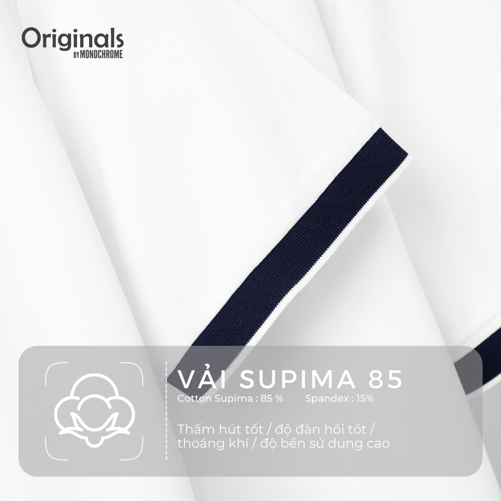 Áo polo đôi nam nữ POLMAN phối bo dệt viền Cotton Supima cao cấp OG9 - MONOCHROME