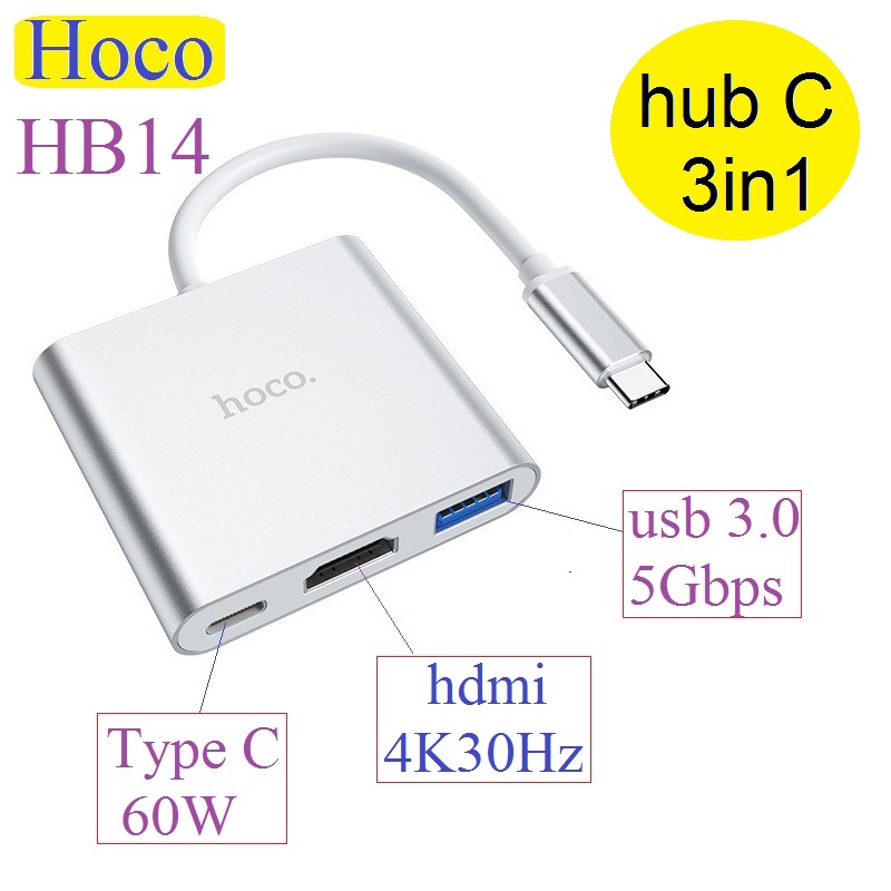 hub type c Hoco hb14, đầu chuyển đổi type c