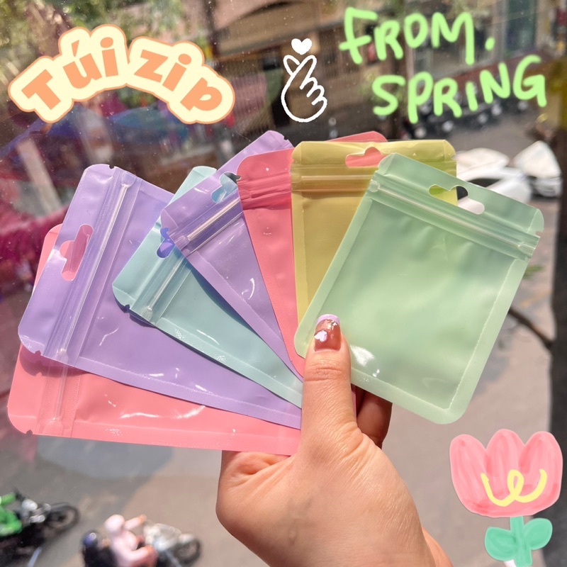 Túi zip nhựa màu pastel đựng trang sức