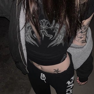 Áo thun croptop in nhũ đôi cánh