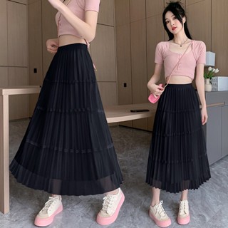 Chân váy von 3 tầng viền, chân váy xếp ly mặt trong, mặt ngoài vải ren hàng quảng châu trẻ trung nữ 005