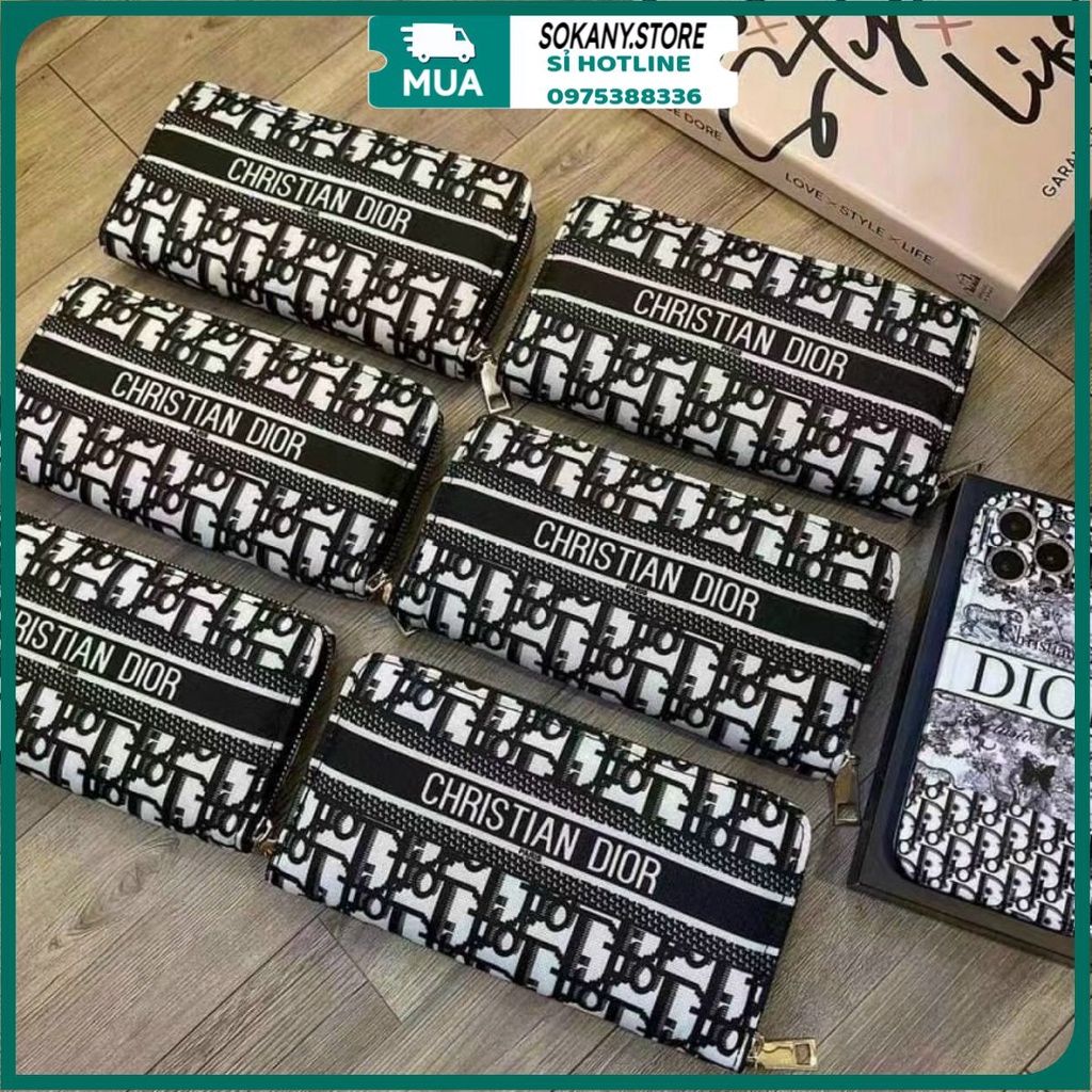 Ví Mini Nhỏ Gọn Bỏ Túi Siêu Chất, Bóp Ví Nữ Dài Cầm Tay Thời Trang, Ví Cầm Tay DI’OR Sọc Chữ Hàng Hiệu Nhập Khẩu Cao Cấp