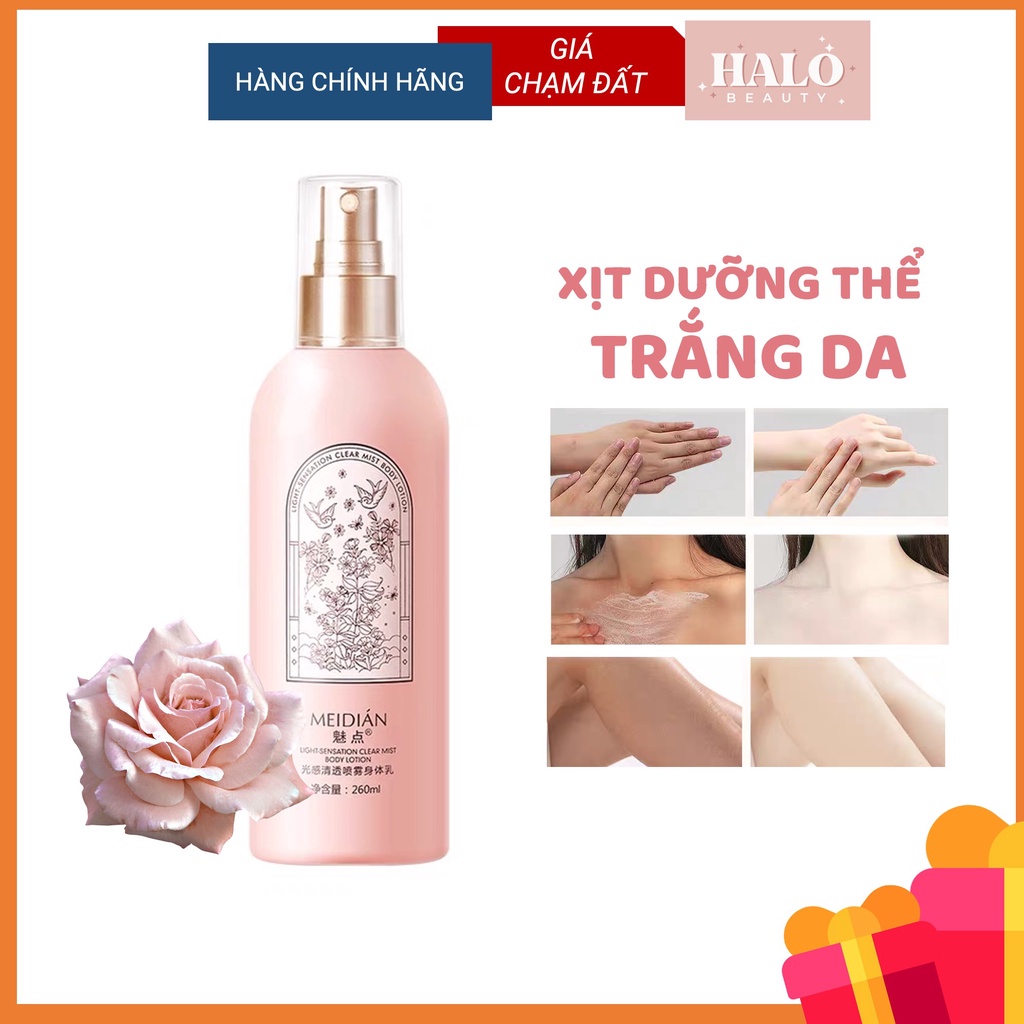 Xịt dưỡng thể trắng da toàn thân cấp ẩm làm mềm mịn da nâng tone Median tinh chất body nội địa Trung