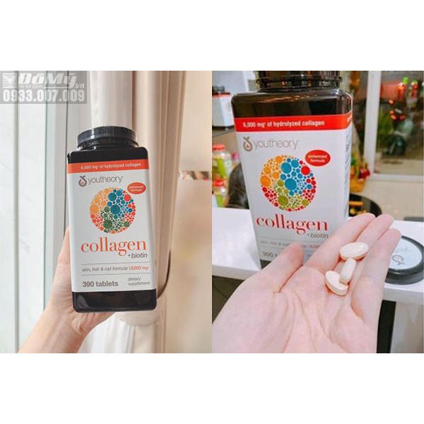 Viên Uống Collagen Youtheory Type 1 2 & 3 Của Mỹ 390 Viên - Kéo dài tuổi thanh xuân - Giúp cơ thể phục hồi sức khỏe
