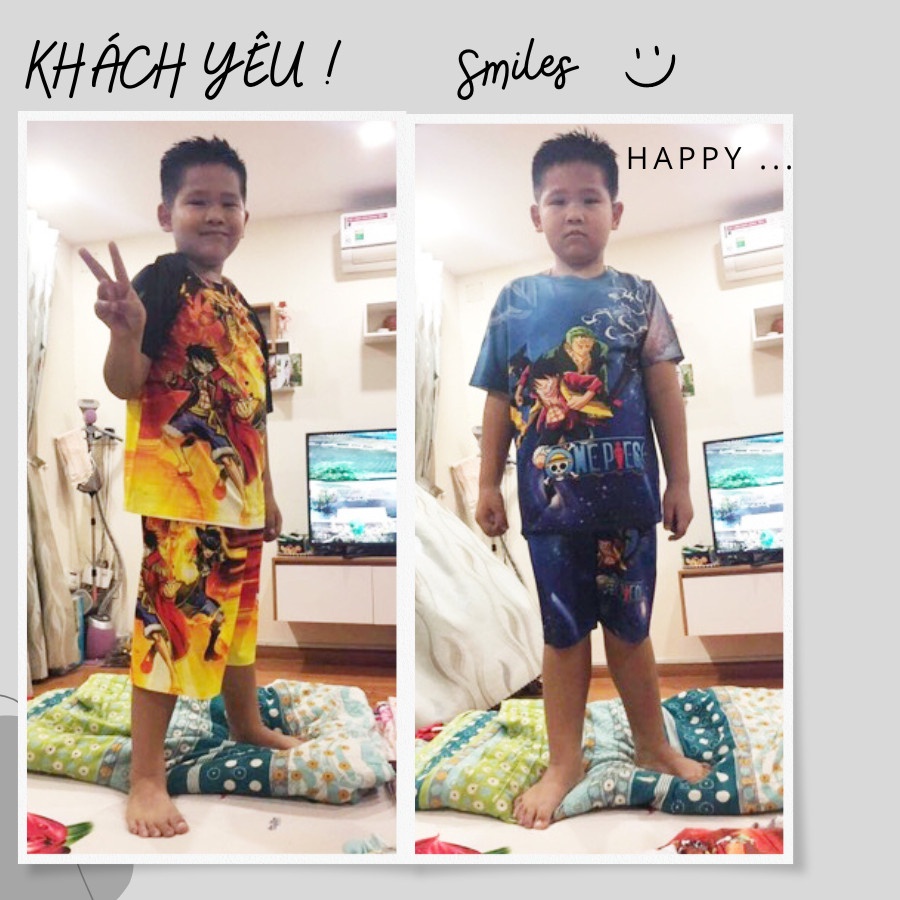 Đồ bộ ba lỗ, bộ sát nách thun lạnh in hình Luffy One Piece nhiều màu size đại 10kg- 60kg