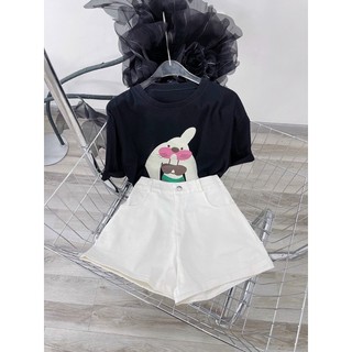 SET QUẦN SHORT KAKI TRẮNG ÁO IN