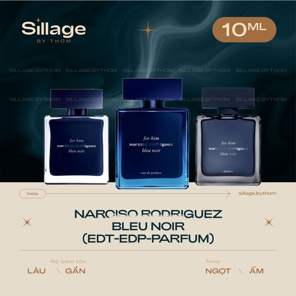 NAR.CISO RODRIGUEZ FOR HIM BLEU NOIR EDT EDP PARFUM | Mẫu thử nước hoa nam