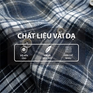 Áo sơ mi dạ kẻ phối da lộn - 1.109 - BTM Studios