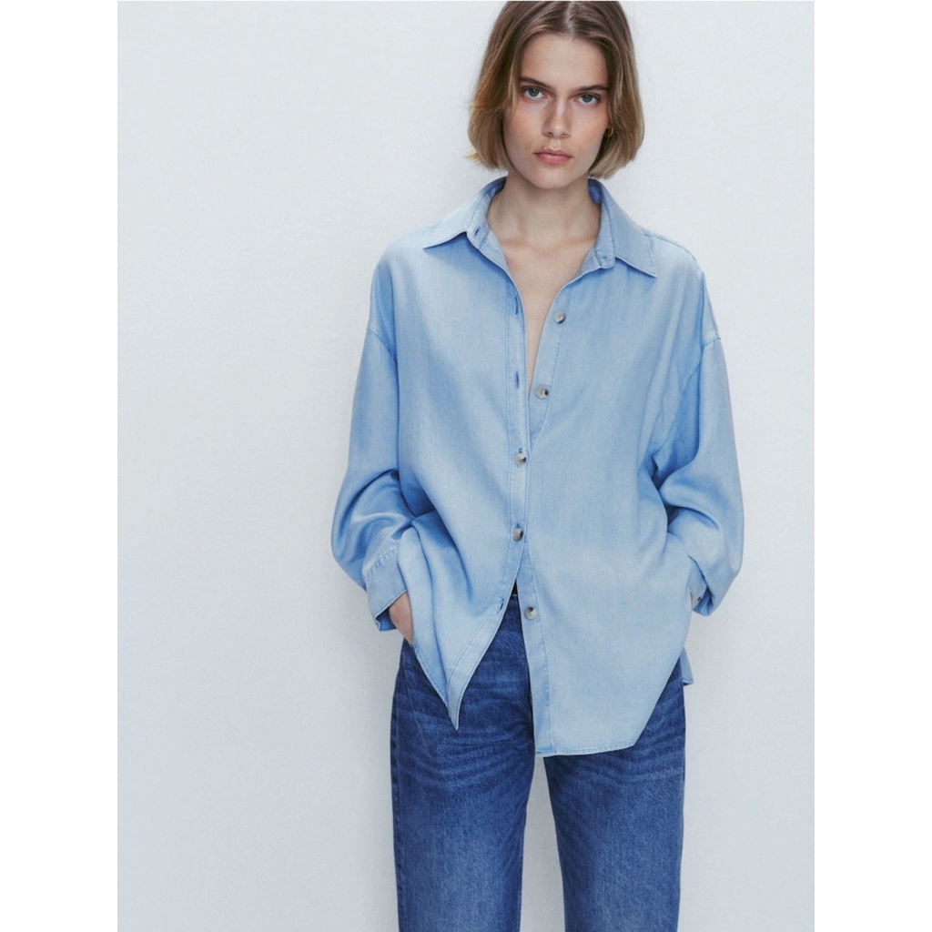 H892 Áo sơ mi denim xuất dư của MASSIMO DUTTI