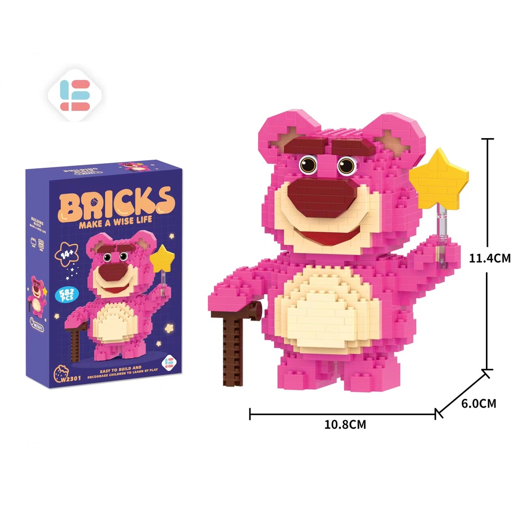 Mô hình lắp ráp gia đình gấu dâu Lotso mini