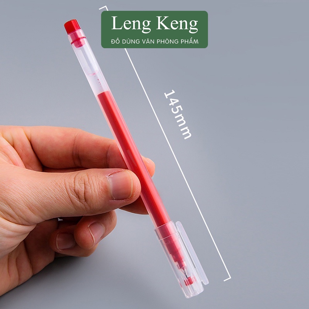 Bút gel khô nhanh ngòi 0.5mm văn phòng phẩm Leng Keng 3 màu xanh đen đỏ combo 20-100 chiếc B12