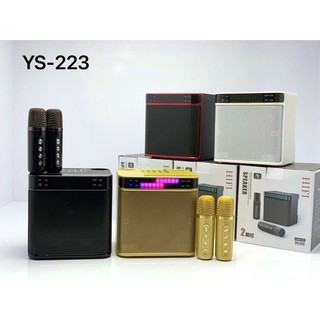 Loa bluetooth YS-223 hiệu ứng đèn LED kèm 2 micro karaoke không dây