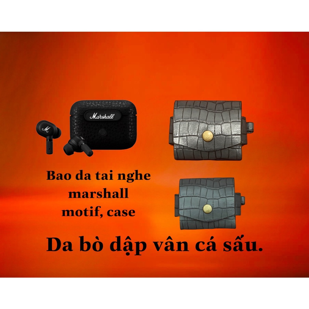 bao da tai nghe marshall motif, case motif da cá đuối