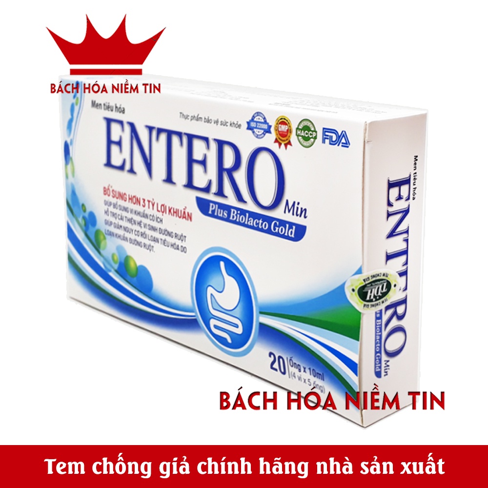 Men tiêu hóa cho bé giảm rối loạn đường ruột - vi sinh Entero Min giảm táo bón tiêu chảy - Hộp 20 ống - hàng chính hãng