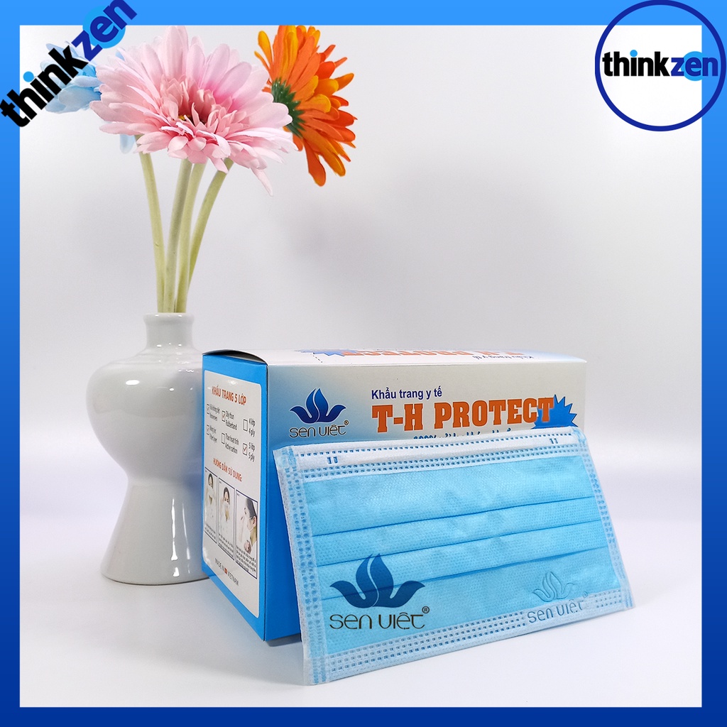 Khẩu trang y tế 5 lớp Sen Việt T-H Protect, hộp 50 cái, kháng khuẩn, chống bụi