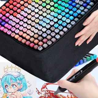Bộ 48 Cây Bút màu Marker Lalunavn Touch Cool 2 Đầu Tô Màu Dạ Anime KÈM TÚI Cất Gọn Tiện Lợi