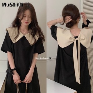Đầm Cổ Búp Bê Ôm Dáng Màu Tương Phản Thời Trang Hàn Quốc Cho Nữ