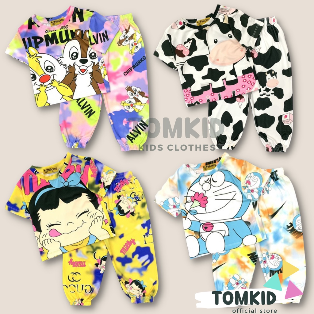 Đồ bộ cho bé gái đồ dài Alibaba cho bé gái thun lạnh chính phẩm loại 1 co giãn không nhão vải 10-40kg Tomkids