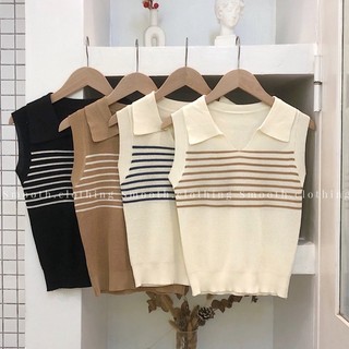 Áo ba lỗ cổ bẻ kẻ