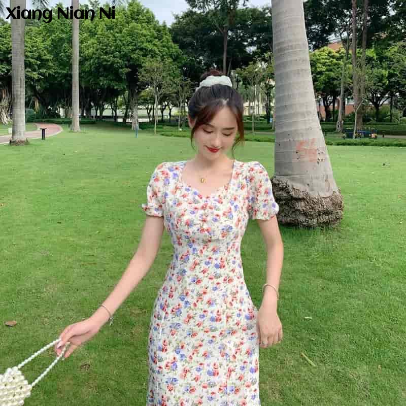 Xiang Nian Ni Đầm Chiết Eo Thiết Kế Thoải Mái Thời Trang Cho Nữ
