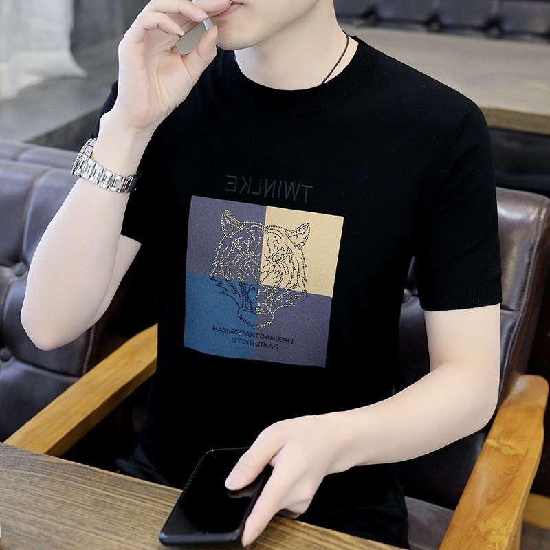 Áo phông nam tay ngắn cổ tròn, Áo thun nam cotton lạnh co giãn 4 chiều mặc thaoir mái 4 mùa AOTHU _VAKAS