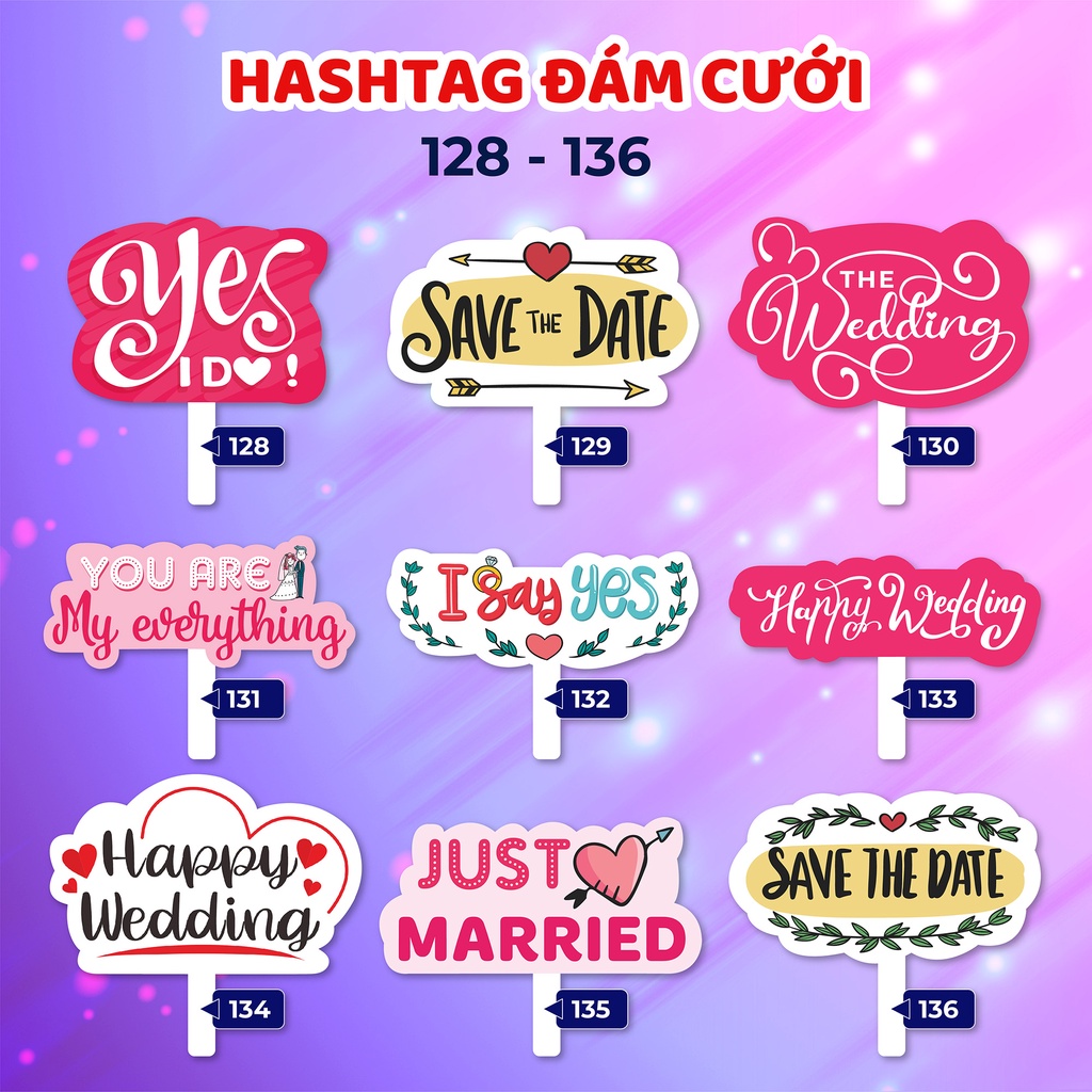 Bảng hashtag cầm tay chụp hình đám cưới