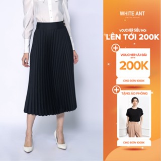 Chân Váy Midi Xếp Ly Nữ WHITE ANT Thiết Kế Dáng Xoè Nữ Tính, Chất Liệu Lụa Tre Bamboo Mềm Nhẹ Chống Nhăn 110303006A