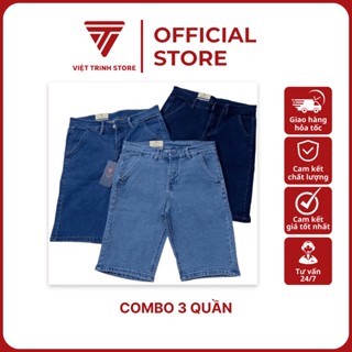 COMB 3 Quần Short Jean Nam Quần Đùi Nam Chất Jean Bò TÚI CHÉO Cao Cấp, Vải Dày, Co Giãn Tốt