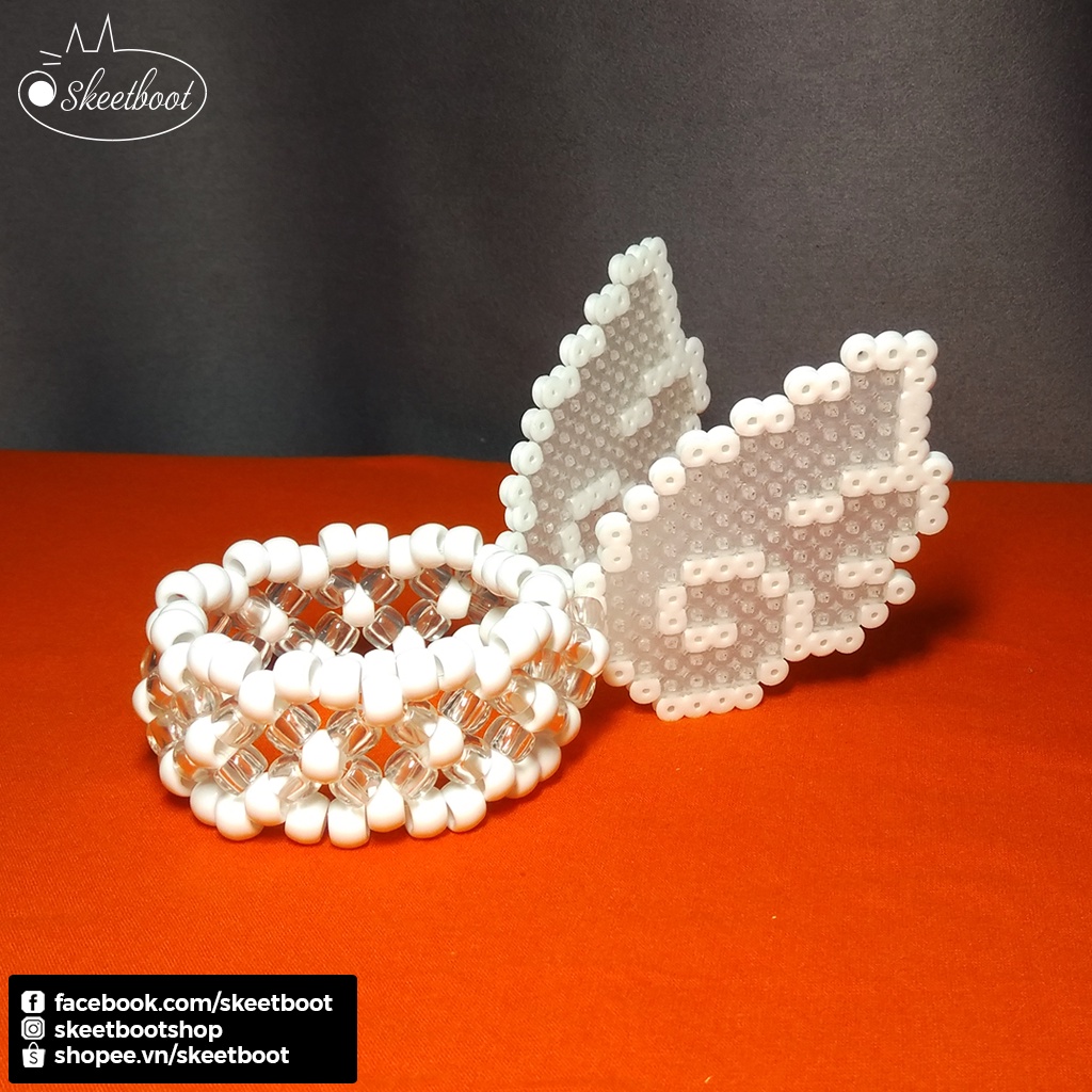 Kandi cuff cánh tiên màu trắng - vòng tay kandi cánh thiên thần trong suốt - phụ kiện raver edm festival