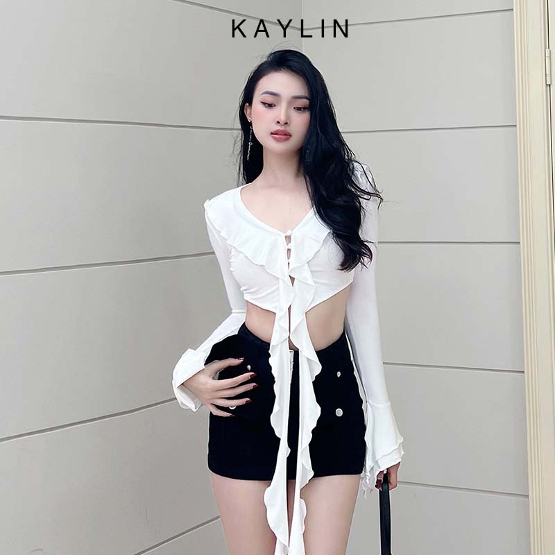 Chân váy jean KAYLIN ngắn túi hộp kiểu phối belt phong cách N1961