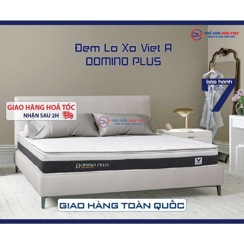 ĐỆM LÒ XO VIỆT Á DOMINO PLUS, ĐỆM LÒ XO TÚI GIÁ RẺ DÙNG CHO NHÀ NHÀ NGHỈ, KHÁCH SẠN, HOMESTAY