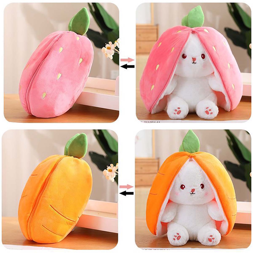 Gấu Bông Thỏ Tai Dài To Úp Quả Dâu Tây Ôm Ngủ Túi Trong Củ Cà Rốt Bunny Baby Cute Mini Nhỏ Xinh Dễ Thương Giá Rẻ Cho Bé