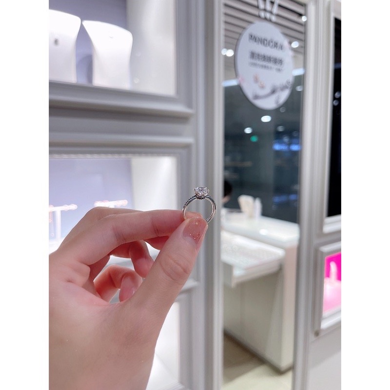 Nhẫn Pandora bạc sterling 925 vương miện đính đá lấp lánh full box